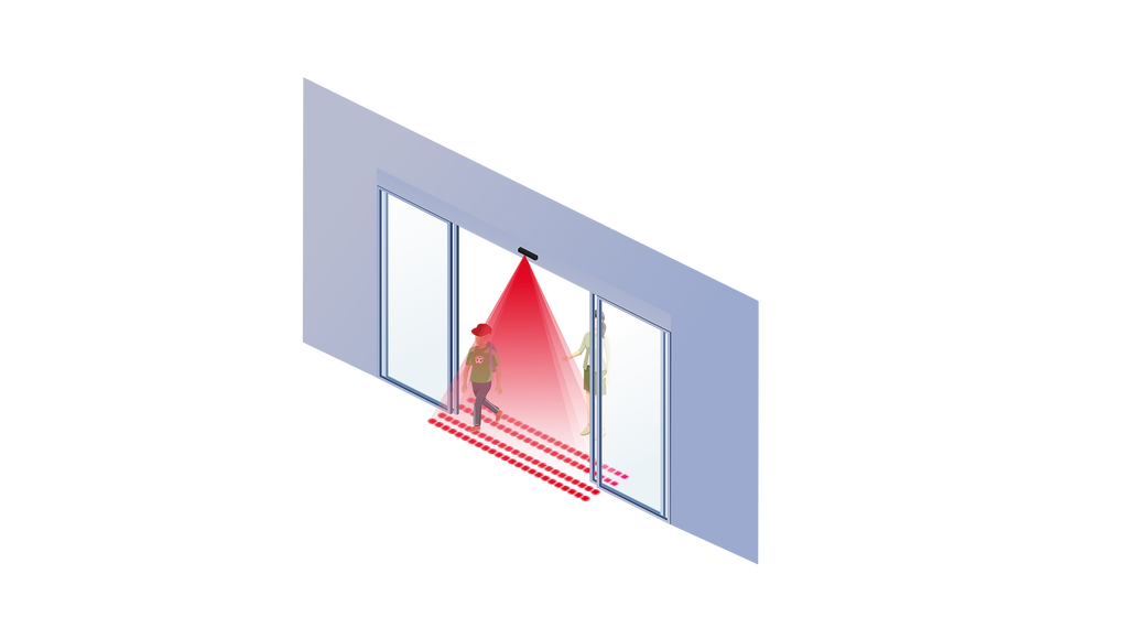 De infraroodgordijnen beschermen gebruikers tegen mogelijk contact met de deurvleugels.
