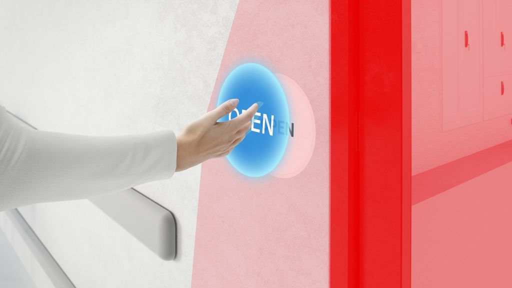hand opening a door contacless
