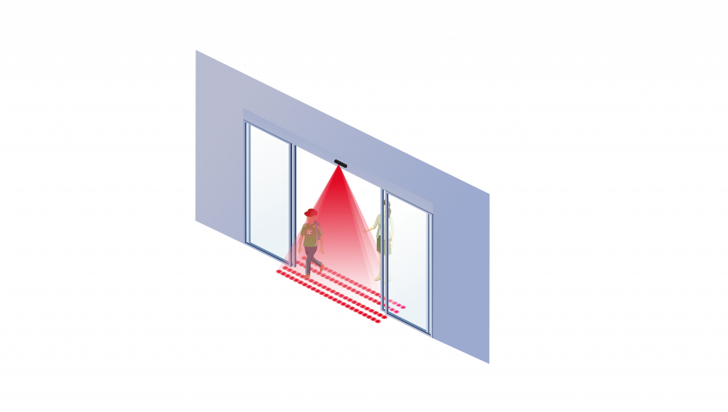De infraroodgordijnen beschermen gebruikers tegen mogelijk contact met de deurvleugels.